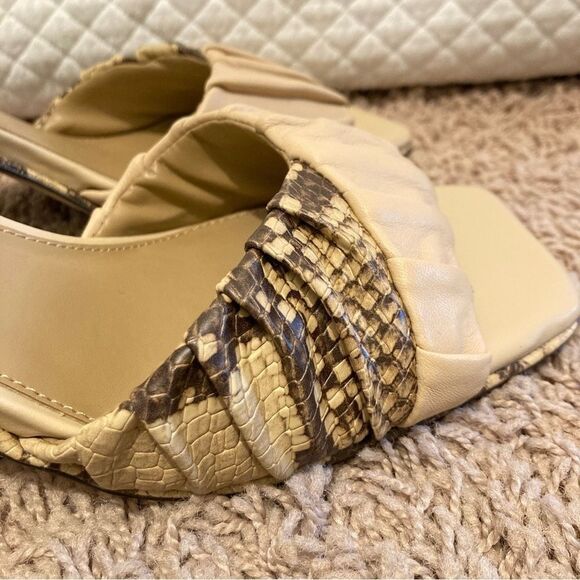 Sam Edelman Kittie Heeled Slide Sandals NEUTRAL MOTIF Womens 7.5 Snake Skin Heel - Picture 2 of 12
